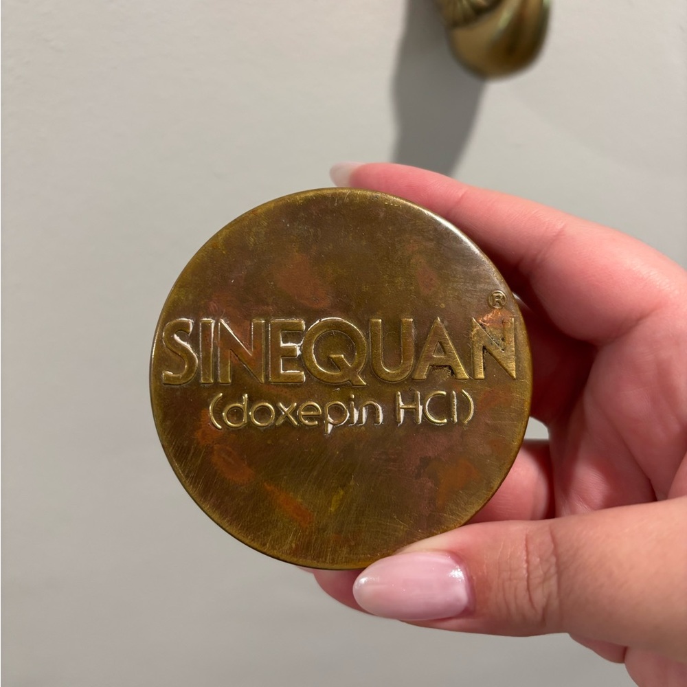 Vintage Pharmaceutical Promotion Brass Magnifier SINEQUAN (doxepin HCl)